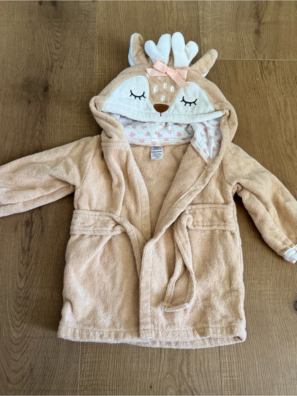 Toddler Deer Hooded Bathrobe in Blush Pink